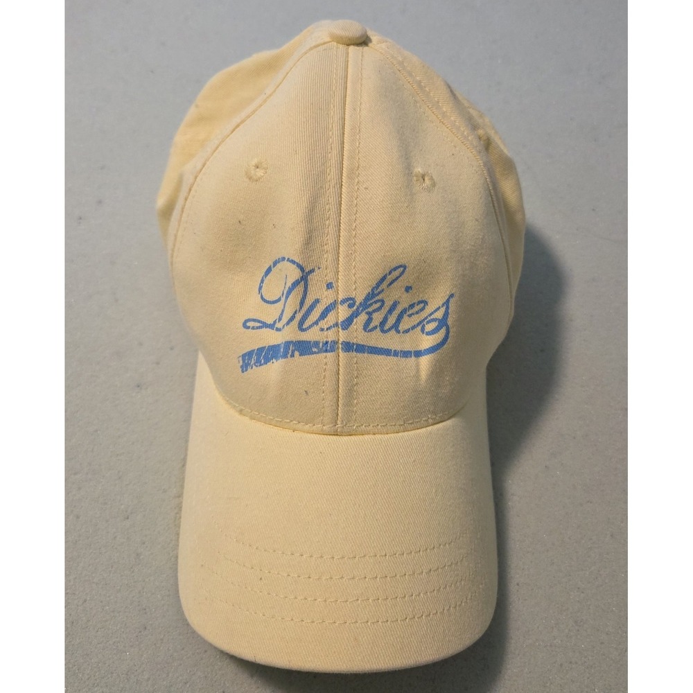 Vintage 90s Dickies Script Spellout Adjustable Hat Cap Yellow Mens